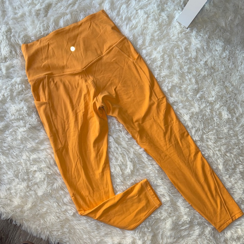 Lululemon Athletica Orange High-Waisted Leggings